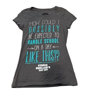 Ferris Buellers Day Off Graphic T-Shirt Juniors Small Grey 100% Cotton
